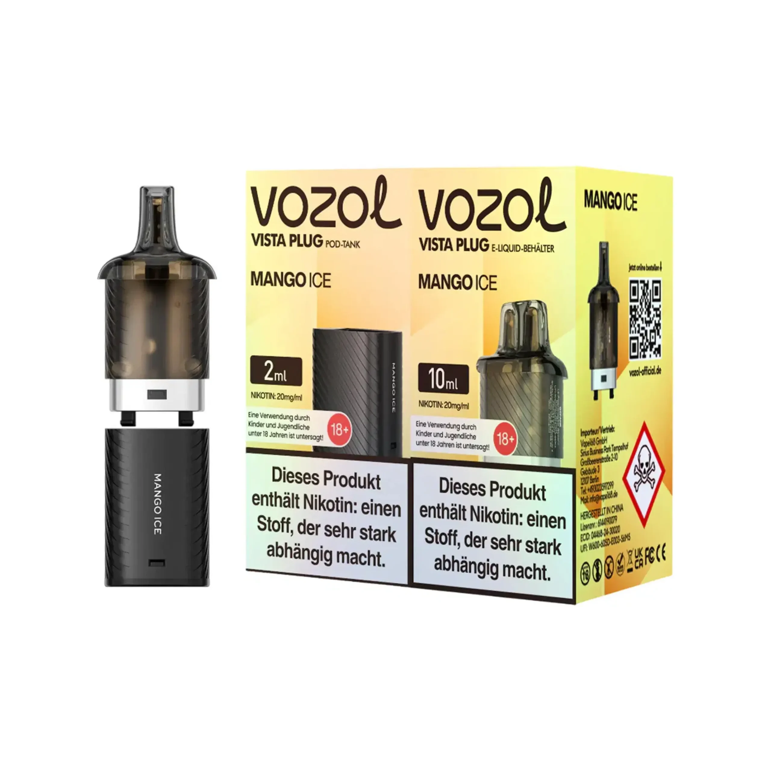 Vozol Vista Plug Prefilled Pod Tank –Mango Ice