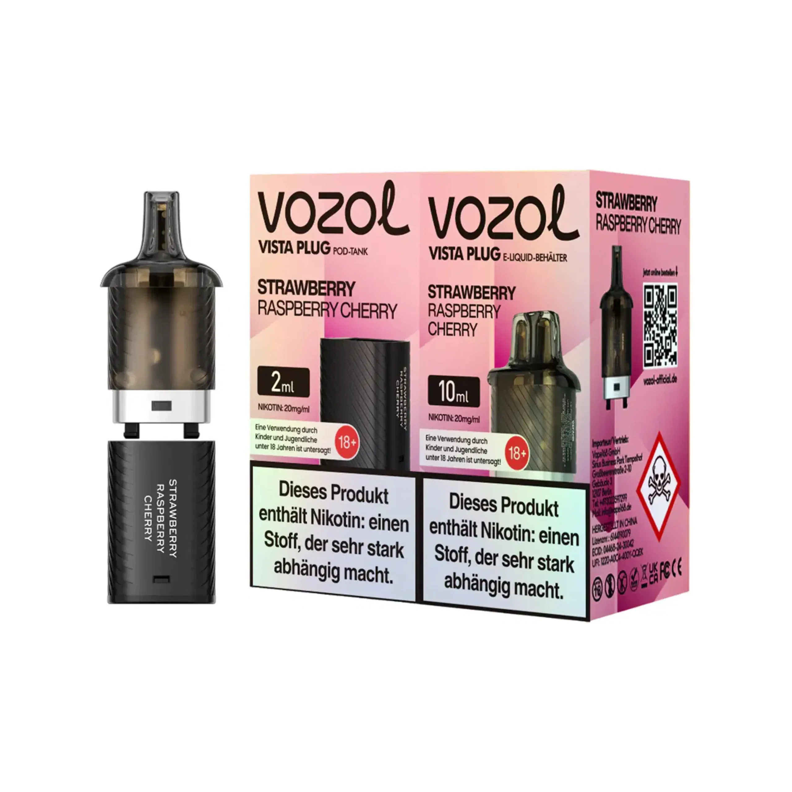 Vozol Vista Plug Prefilled Pod Tank –Strawberry Raspberry Cherry